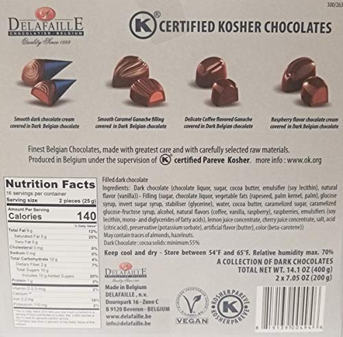 Delafaille Premium Belgian Kosher/Vegan Assorted Chocolates Gift Boxes - 2 Pack (14.1 oz.)