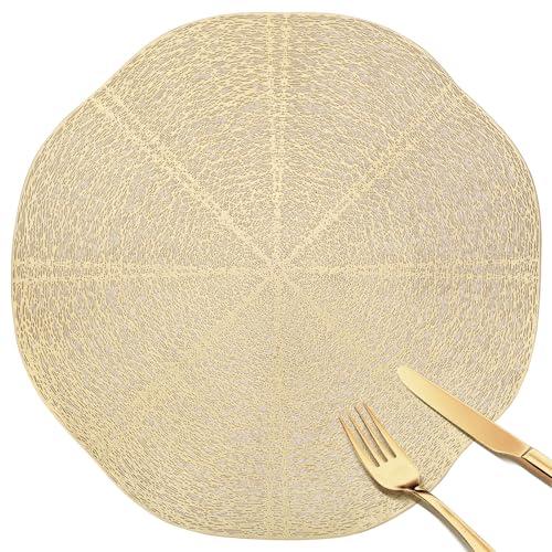 Lot de 6 sets de table lavables or pour repas de fêtes