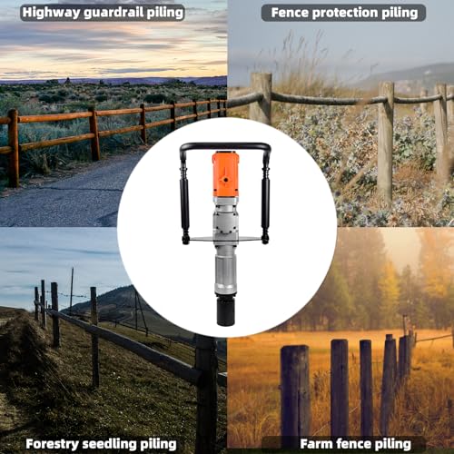 2200W Electric T Post Driver – 110V Handheld Pile Driver Hammer for Fence Post, Farm, Construction Site with 55mm, 70mm pile sleeve, Ideal for Metal Fencing, Landscaping, and DIY Projects