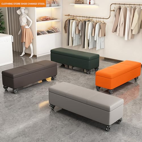 Banc ottoman en cuir rembourré pour optimiser le rangement du salon - 6