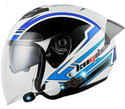 Casco Jet Motocicleta Casco Scooter Cara Abierta con Bluetooth Cascos Motocross con Visera Cascos Moto Aprobados por ECE con Micrófono Incorporado D,X-Large