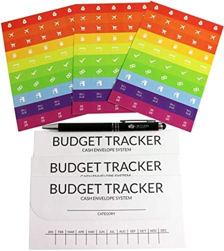 Budget Planner (12 Months Undated), Finance Journal, Expense Tracker, and Bill Organizer - Monthly Budget Book Bundled with 3 Cash Envelopes, Stickers, and a Pen (Light Purple, 1 Year)