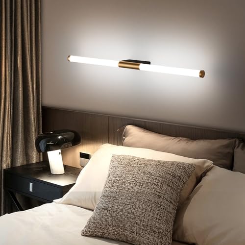 Apliques de Pared Baño LED de 49cm Lámpara de Interior Moderna en Negro y Dorado con Luz Blanca
