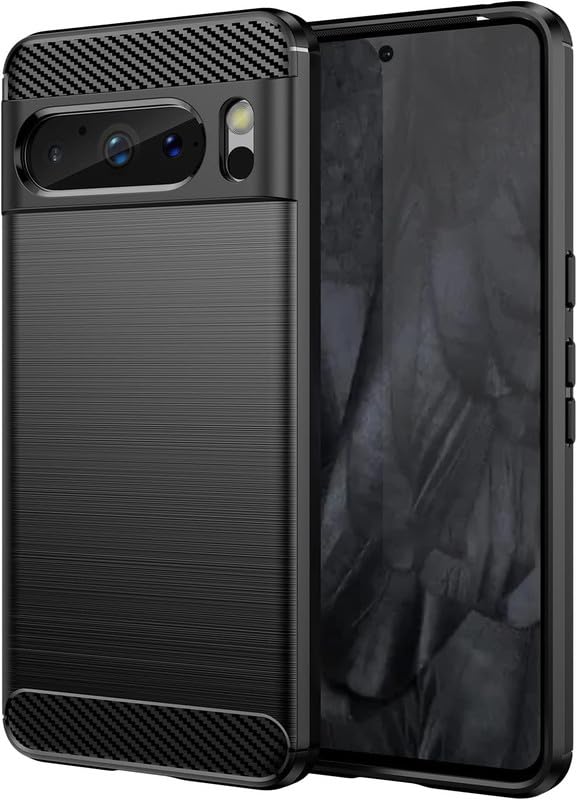 Image of NPRC Hybrid Ultra Slim Protective Case TPU Non-Slip Carbon Fiber Texture Shockproof Case Cover for Google Pixel 8 Pro - Black