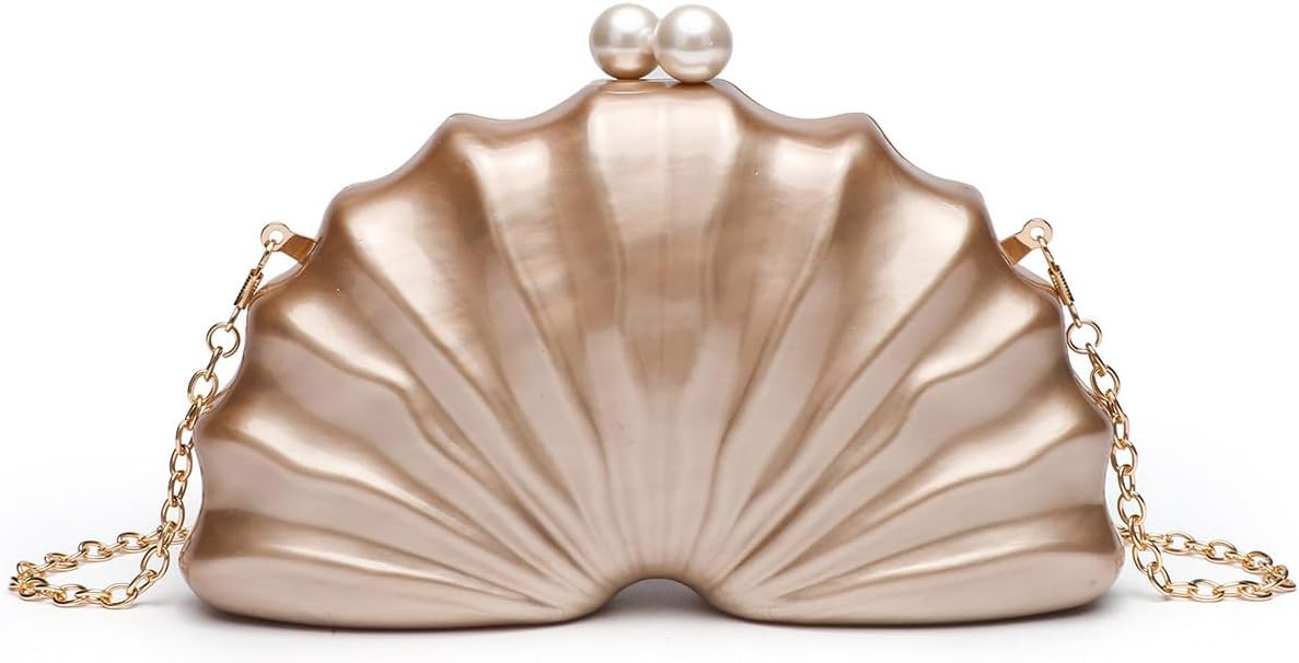 Womens Acrylic Shell Purse Evening Clutch Acrylic Evening Handbag Seashell Bag Clutch Chain Shoulder Bag Party Purse