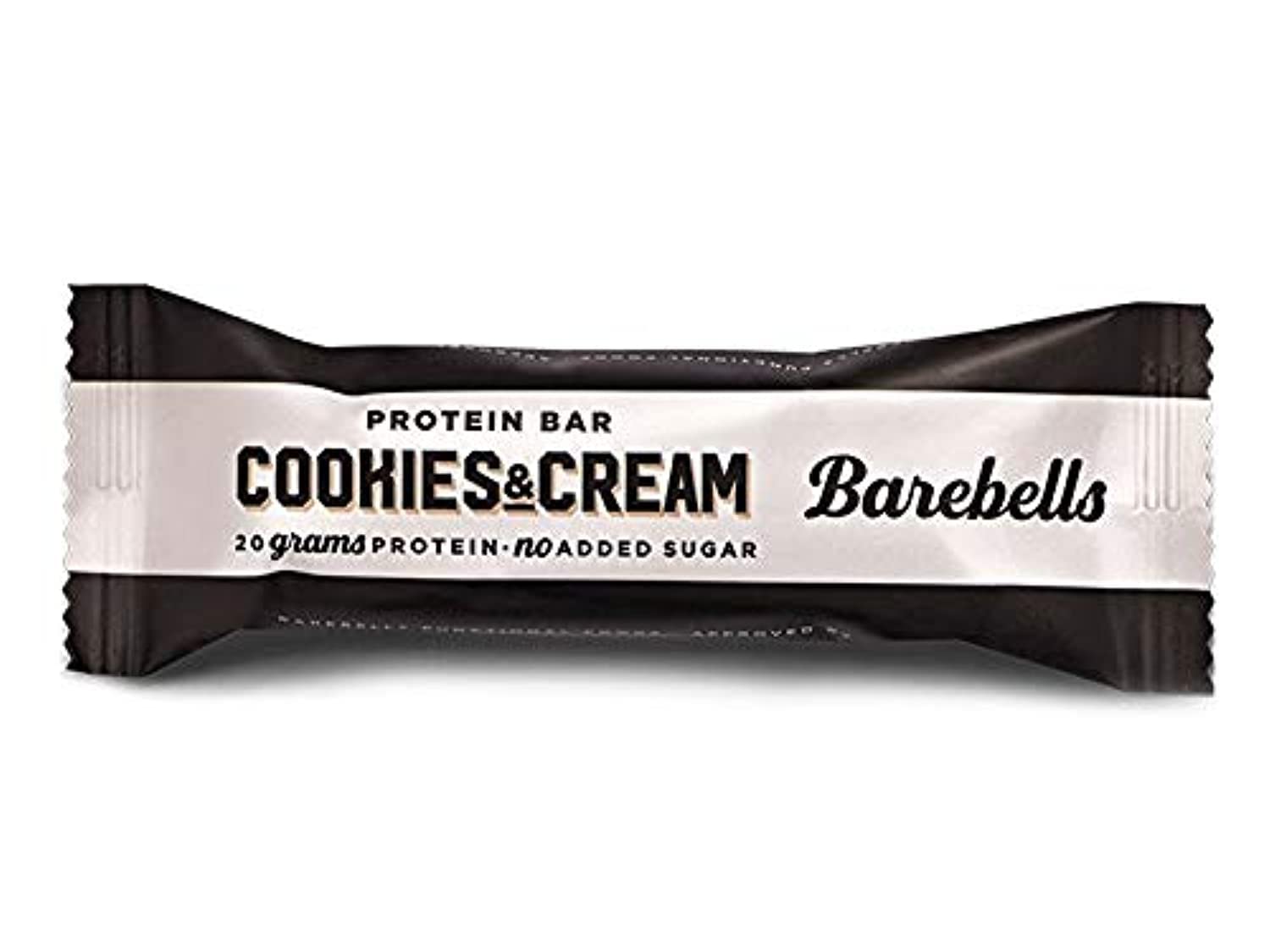 BareBells No Sugar Added Protein Bars Cookies and Cream Box of 12