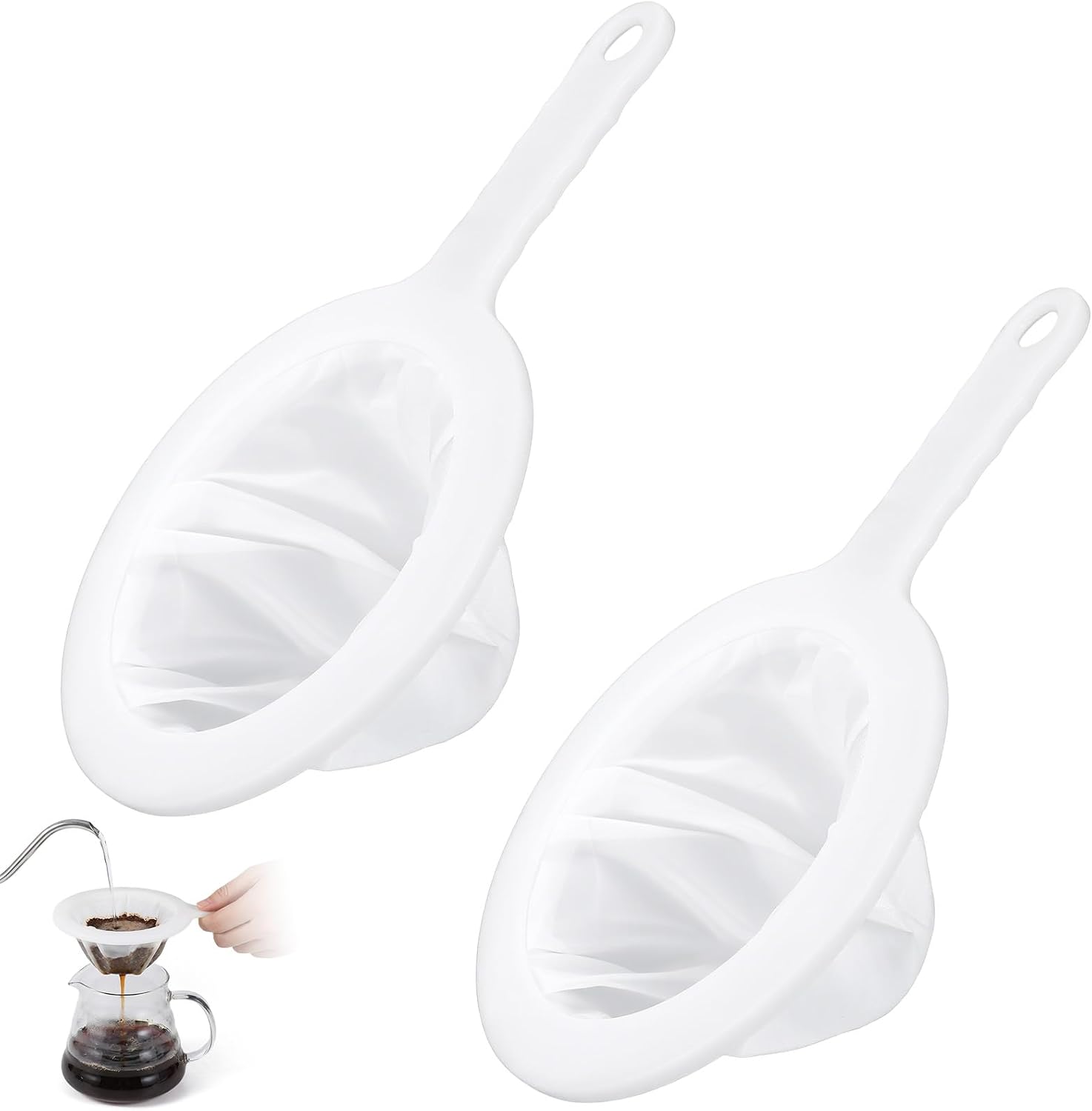 Plastikowe sitko z drobnej siatki, sitko siatkowe z uchwytem, 200 i 400 oczek bardzo cienkie plastikowe sitko, mały durszlak kuchenny do soku, jogurtu, kawy, miodu, mleka matcha