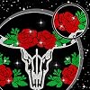 MAYJOYDIY Bull Skull Head Iron on Rhinestones Transfer Rose Crystal Heat Transfer Stickers Animal Iron-on Decals Bling Diamond Sequin Patches for T-Shirt Clothing Tote Bag DIY Art Craft Gifts #2
