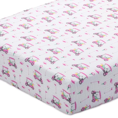 Image of LollyBanks Muslin Crib Sheet, 100% Cotton Fitted Crib Sheets for Girls
