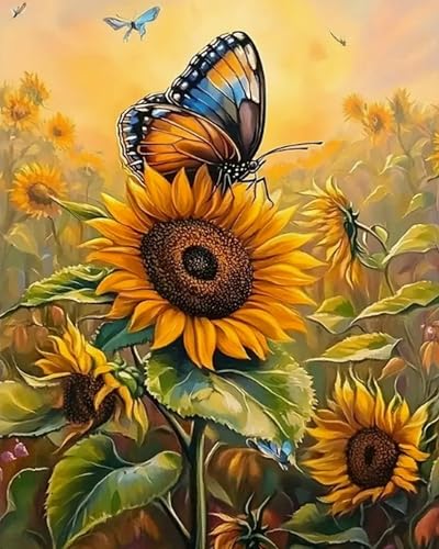 Kit point de croix imprimé papillon tournesol Weiniuniu 11CT 40x50 cm