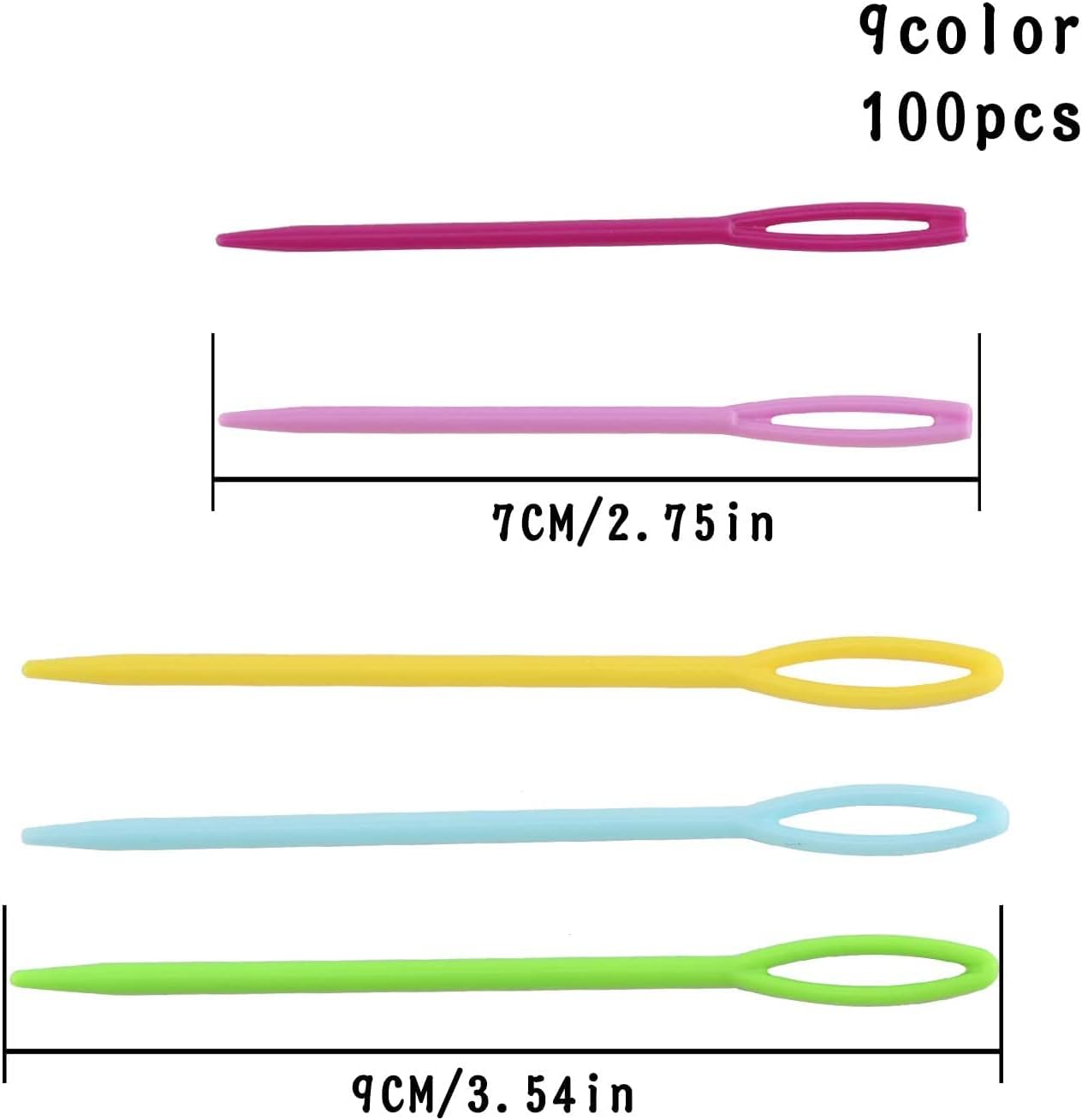 AIEX 100Pcs Plastic Sewing Needles, Colorful Safety Yarn Lacing Weaving Sewing Needles for Kids Craft Needle Projects (2 Sizes)