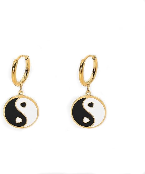 Amazon.com: SRCOI 2021 Verano Yin Yang Tai Chi Gotear Glaze Pendiente  Pendiente Simple Acero Inoxidable Esmalte Aro Pendientes Mujeres Moda  Tendencias Huggie Pendientes Joyería Regalos, acero inoxidable, be : Ropa,  Zapatos y