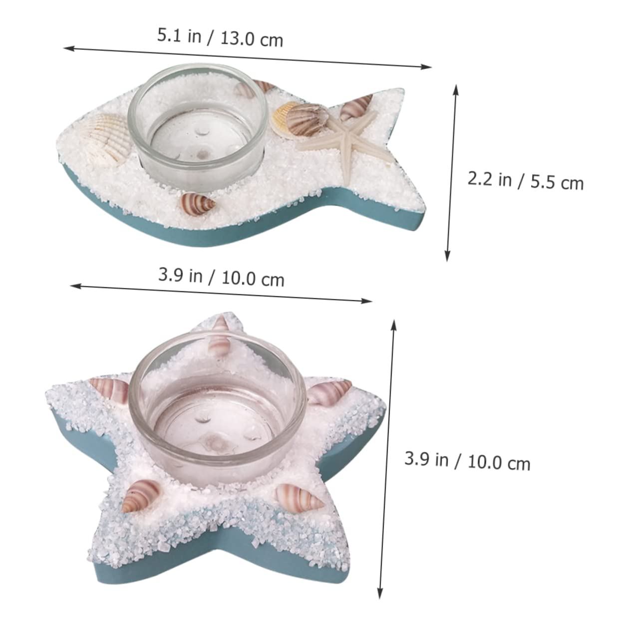 2 Set Cangoli Di Stelle Marine Candele Candela Conica Candelieri Senza Titolare Arredamento Candelabro Da Tavolo Porta Tealight Nautico Di Legno 2 Pezzi*2