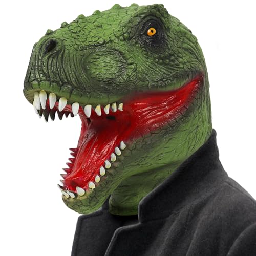 SANZHIGUO Dinosaur Mask Funny Mask for Adult Dino mask Realistic Latex Animal Head Halloween Cosplay Costume Props for Christmas Easter