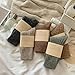 5 Pairs - Women's Autumn and Winter Linen Wool Pile mid-Tube Socks, Fleece Thick Warm Cashmere Stockings - Gray Green - One Size fits All