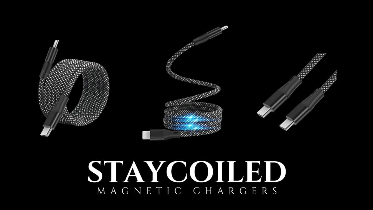 Stay Coiled USB C to USB C Cable, Magnetic Type C Charger Fast Charging Cord, On The Go Magnetic Charging Cable for Car,Home, Office, Compatible with 16 Pro Max, 15, Galaxy S21 S20 Ultra, 60W 3FT/1M
