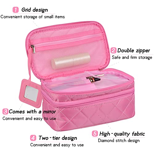 Doppio Strato Make Up Borsa con Specchio, Grande