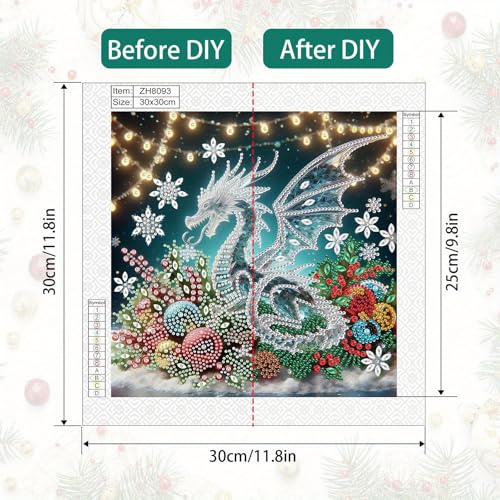 Image of Tontut Diamond Painting Kit for Adult Beginners, Dragons on Flowers 5D Special Diamonds DIY Crystal Rhinestone Crafts for Home Wall Decoration