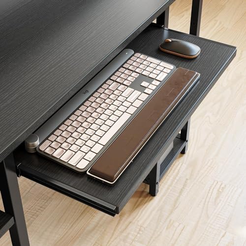 CubiCubi 120x50 cm Computer Desk with Storage Shelves Monitor Stand Keyboard Tray, Home Office Desk, Study Writing Table, Brown 7 CubiCubi 120x50 cm Computer Desk with Storage Shelves Monitor Stand Keyboard Tray, Home Office Desk, Study Writing Table, Brown - Image 7