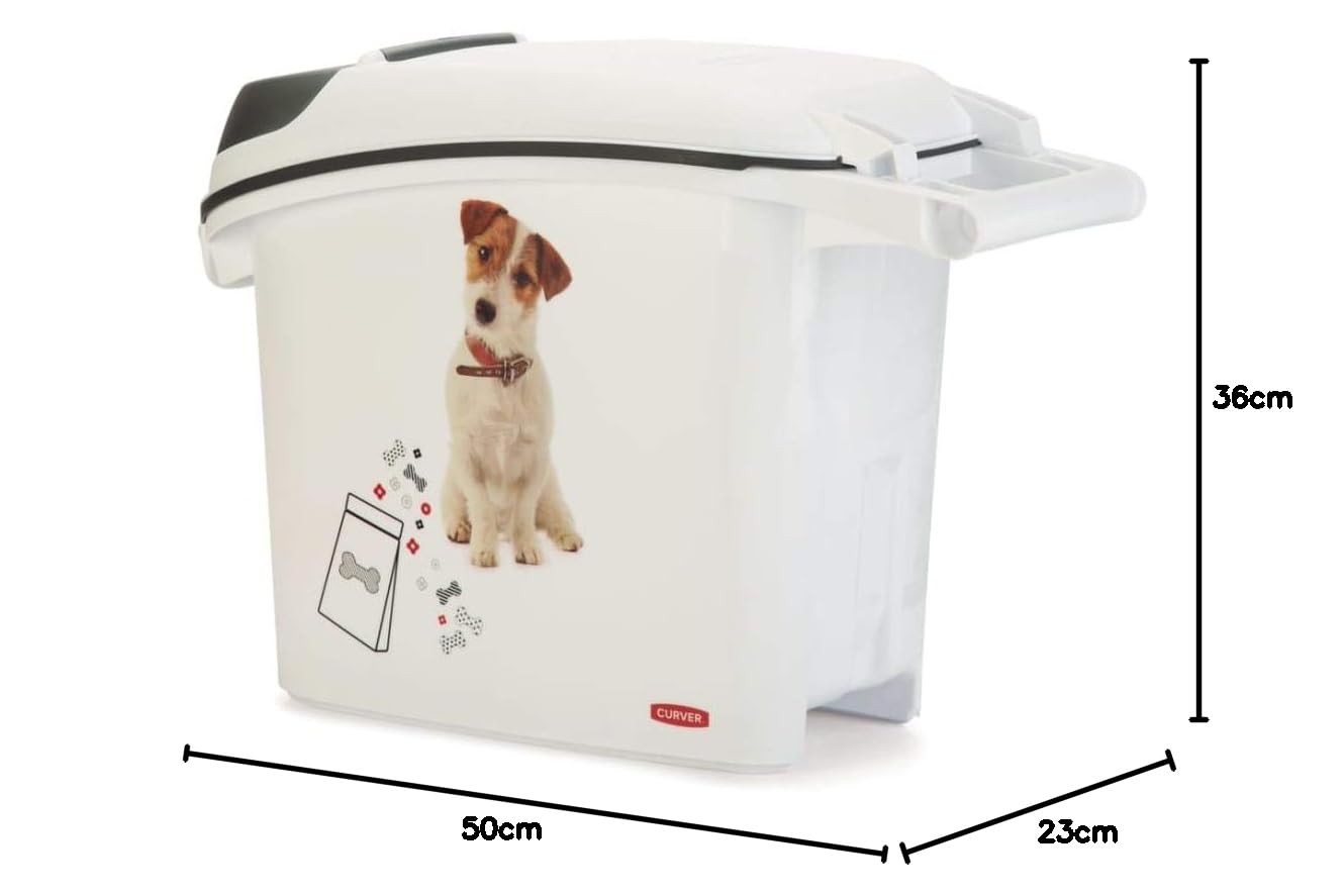 Curver | Pojemnik na żywność do układania w stos 15 l/6 kg miłość zwierzęta domowe, biały, 23 x 50 x 35 cm, plastik