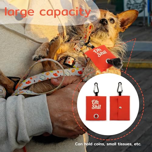 Image of 2 Pack Dog Poop Bag Dispenser with Clip, Doggie Poop Bag Holders for Leashes, Dog Waste Bag Dispenser, Doggy Bag Holder Pouch, Lightweight Fabric for Pet Running Walking Hiking (Orange)