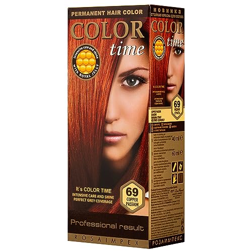 Color Time Tinte Permanente en Gel Color Cobre Pasión 69| Enriquecido con Jalea Real y Vitamina C | Coloracion Permanente para el Cabello I 100 ML