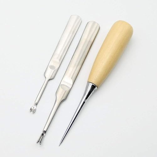 Miniatura 5 de Kit de herramientas de punzón de artesanía de cuero, costura tallado trabajo costura silla de montar Groover 18