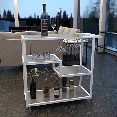 Holly & Martin Zephs Bar Cart White - Stylish Bar Cart For Home - Utility Carts With Wheels #TOP1
