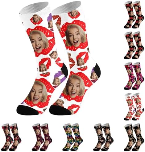 Custom Socks With Faces Unisex Personalized Funny Crew Sock Customizable Socks With Face Love Heart Print Gifts For Men Women