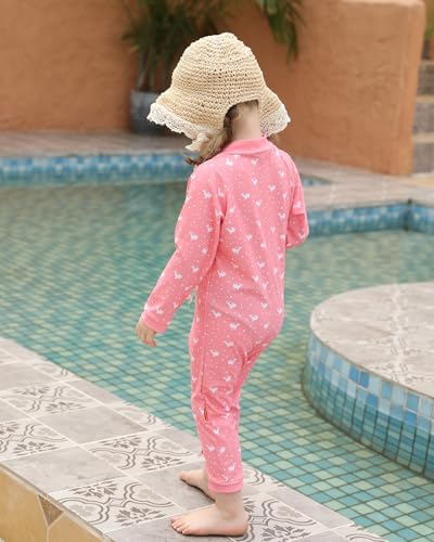 Image of weVSwe Baby Girl Toddler UPF 50+ Rash Guard Swimsuit Sun Protection Beachwear Zipper Bathing Suit 0-3 Years