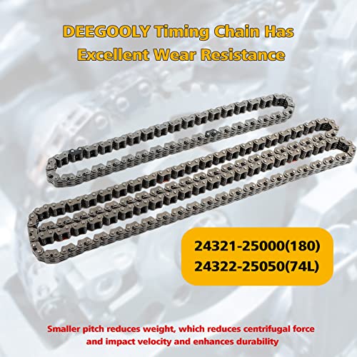 Deegooly 23121-25060 Engine Timing Chain Kit With 2Pcs Intake & Exhaust Vvt Gear Sprocket Fit For Genesis Coupe Santa Fe Sonata Tucson 2.4L Dohc G4Kc Timing Chain 243702G000, 243702G600 #TOP6
