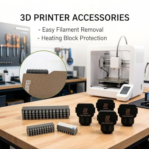 61Pcs 3D Printer Tools Kit for Bambu Lab A1, A1 Combo, 3D Printer Accessories Includes Noozle Wiper, Silicone Sock, Clog Poke, PTFE Tube, Nozzle Cleaning Tools, Removal Scrapers, Metal Files, Wrench - Thumbnail 3