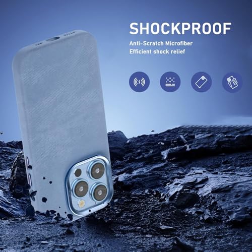 Coque iPhone 16 Pro Max en velours côtelé bleu élégant