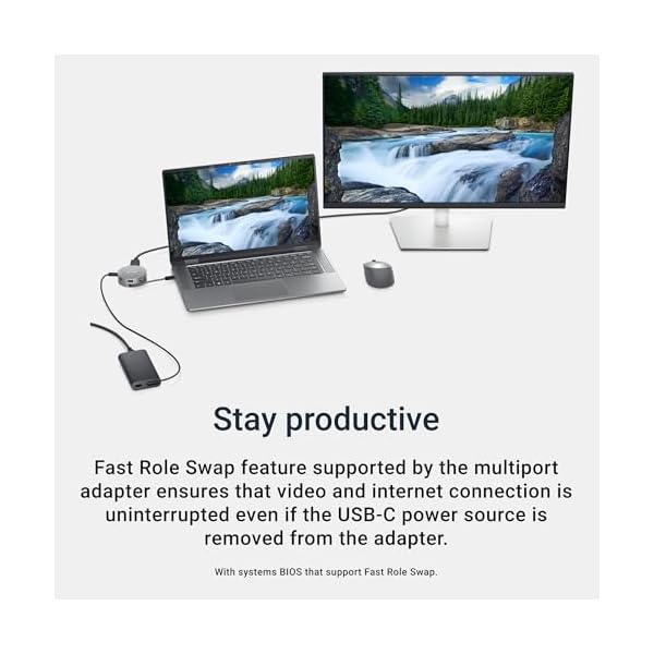 Dell 7-in-1 USB-C Multiport Adapter - DA310-2. USB-A Ports, 1 USB-C, 1 HDMI, 1 DisplayPort, 1 VGA and 1 RJ-45 Port, Crisp 4K Resolution at 60Hz, SuperSpeed Data Transfers, Lightweight and Portable. - Image 3