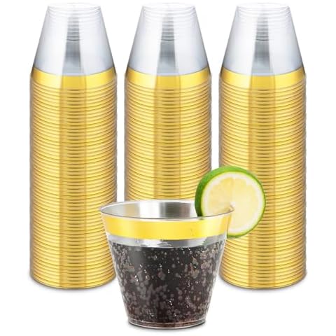 Byvivace 100Counts 9 OZ. Hard Plastic Cups Disposable Cups Old fashioned Party Tumblers Cover