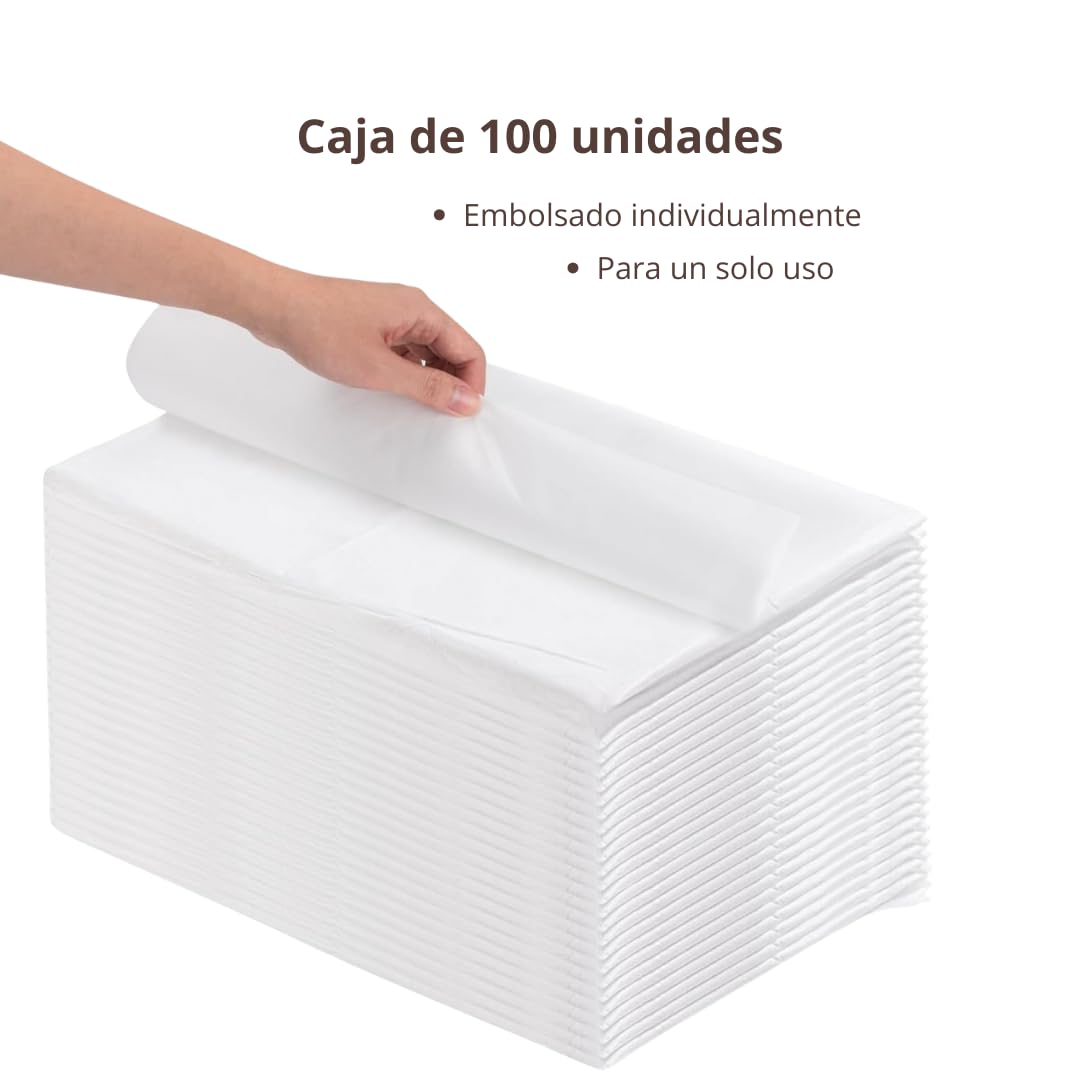 Sábanas Camilla Desechables Ajustable 95 x 210 cm Caja de 100 Unidades - Funda Camilla Masaje Blanca Polipropileno - Centros Sanitarios, Estética, Estudio Tatuajes