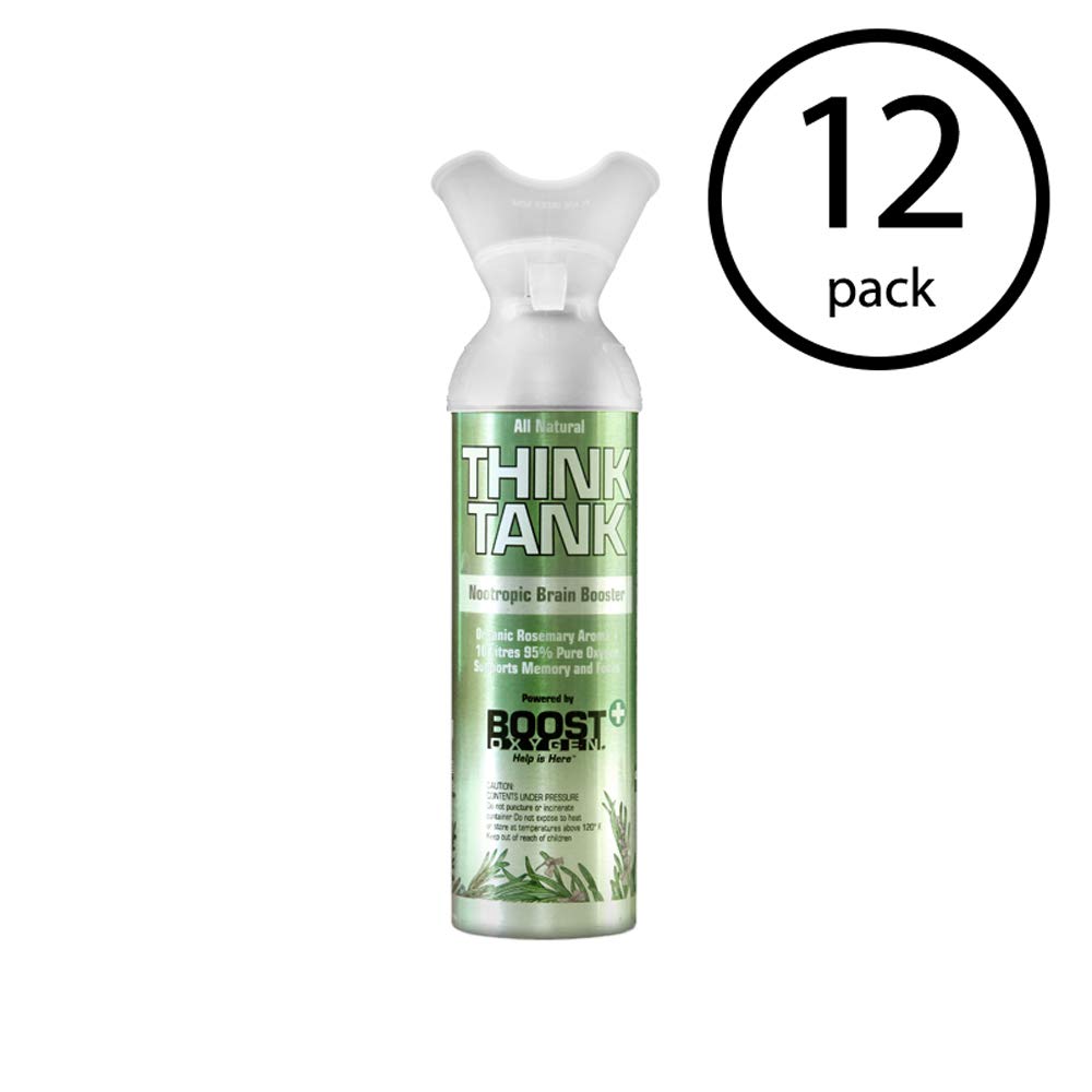 Boost Oxygen Large Think Tank Rosemary 10 Liter Canister | All-Natural Respiratory Support for Aerobic Recovery, Altitude, Performance and Health (12 Pack)