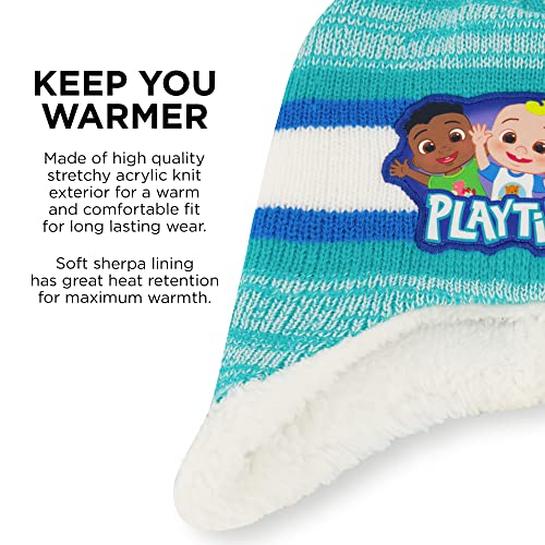 CoComelon Toddler Winter Hat and Mitten, Kids Beanie with Sherpa Lining Set, JJ, TomTom & Yoyo, for Ages 2-44
