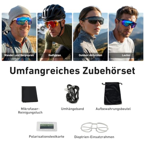 HAAYOT Schnelle Brille, Sportbrille, Fahrradbrille für Herren und Damen – 24g leichter TR-90-Rahmen, polarisiert und UV400… – Ansicht 9