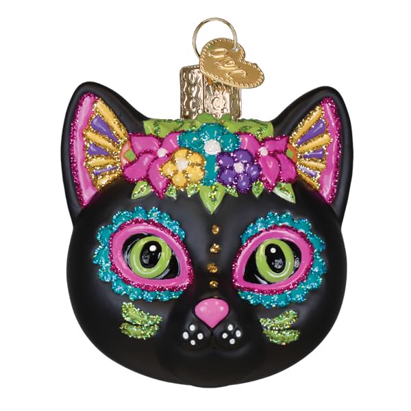 Old World Christmas Dia De Los Muertos Cat Glass Ornament for Tree