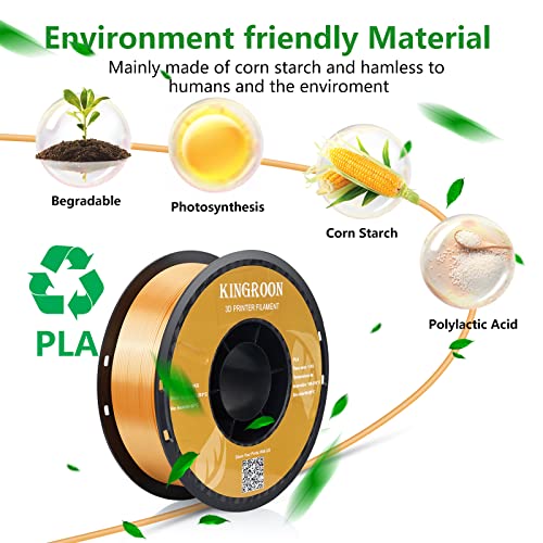 Image of Kingroon Silk PLA 3D Printer Filament, Dimensional Accuracy + /- 0.03 mm, 1 kg Spool(2.2lbs), PLA Shiny Filament 1.75 mm (Orange)