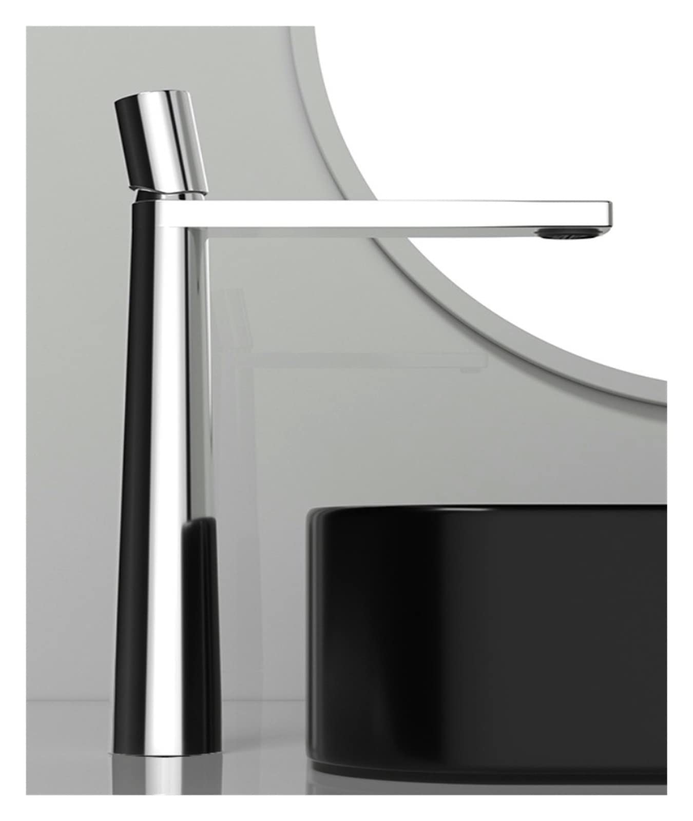 Mitigeur évier haut chrome pour salle de bain eau chaude et froide