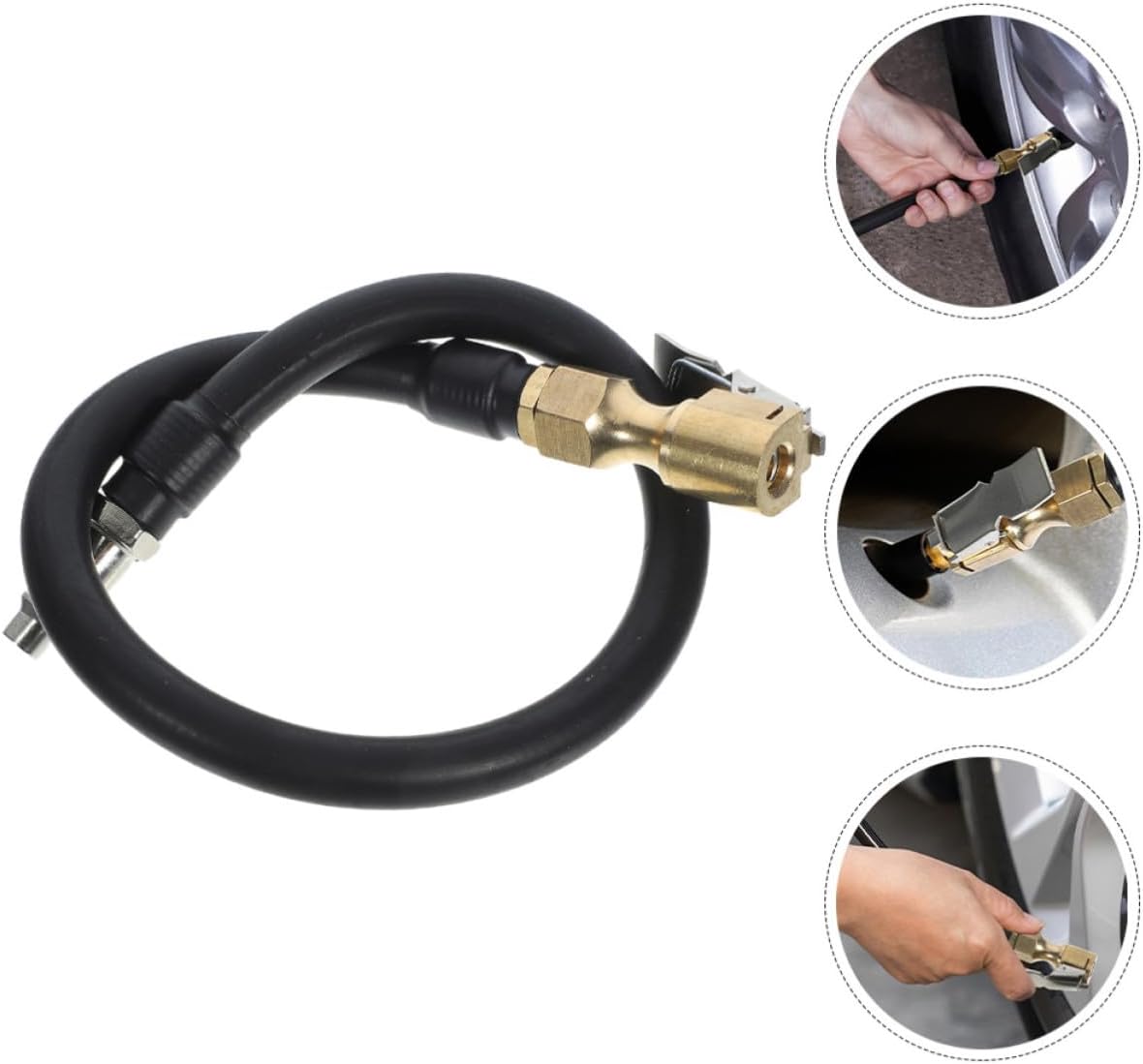 Tire Inflator Extension Hose and Sturdy Copper Steel Rubber Material with Leak-free Connection Reliable Air Compressor Attachment Black Quick Lock Chuck for Car Owners for Tire