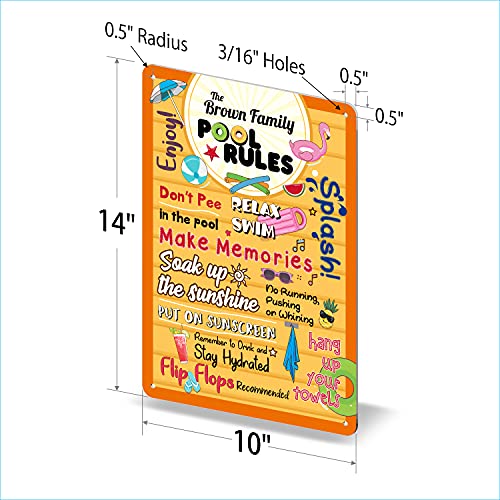 Cartel personalizado metal 14 x 10 pulgadas para piscina miniatura 6