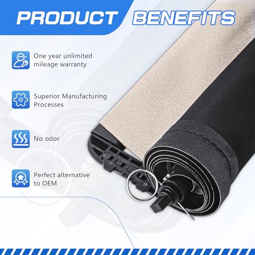 Image of Sunshade Cover Sunroof Compatible with Cadillac CTS 2014-2019 Replace # 22926559(Beige)