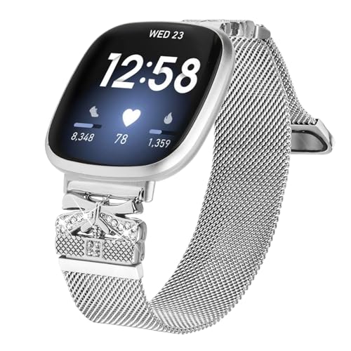 Gimuk�X�g���b�v Fitbit Versa 4/Sense 2�ɑΉ� �j�����p ���߉\�ȃ��^���X�e�����X�X�`�[�����b�V�����[�v �L���L�����X�g�o���h �����p�X�g���b�v�o���h Fitbit Versa 4/Versa 3/Sense�p �����T�C�Y
