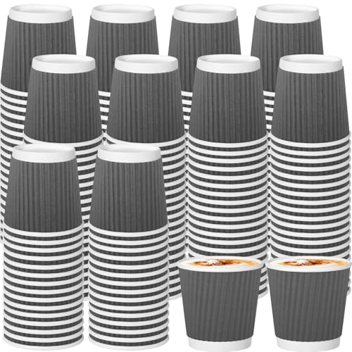 RXLWYUNLAE Paquete de 240 tazas de café de papel, tazas de café desechables de 4 onzas, pared ondulada aislada corrugada, tazas de papel ondulado para café, chocolate caliente y bebidas de té caliente