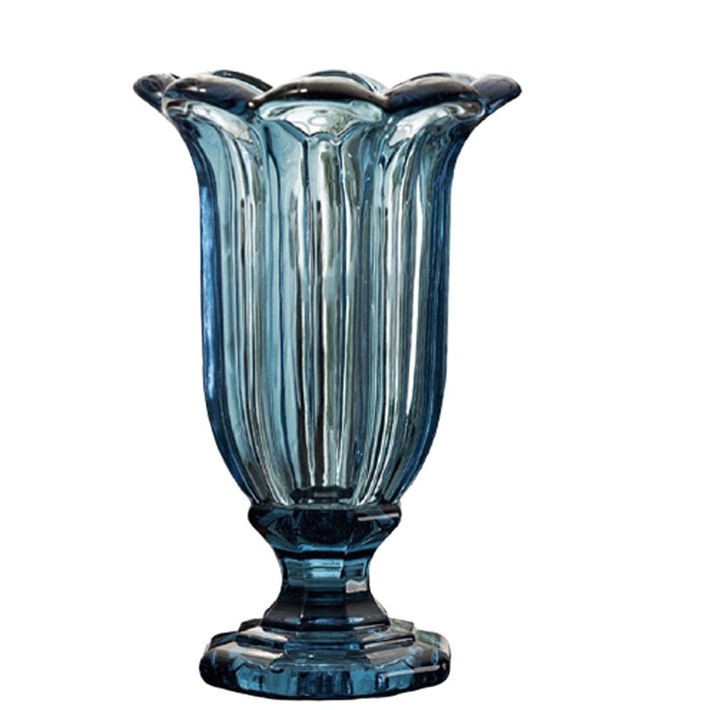 Ngdfgr Blue Vase Glass Flower Vases For European Style Terrarium Decor Home Office Wedding Party Gift Table Centerpieces Decorative Minimalism ( S),-S