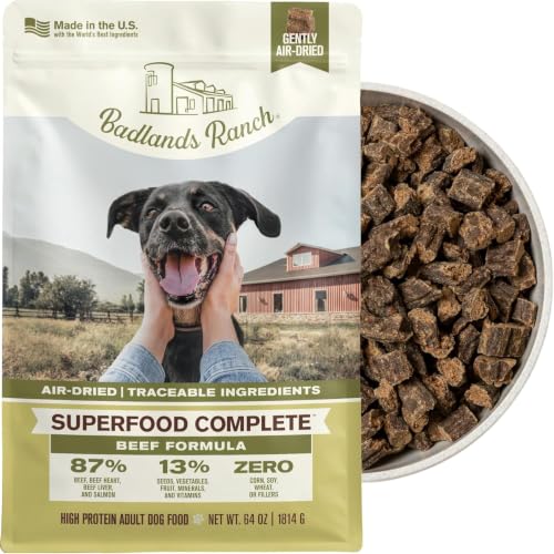 Image of BADLANDS RANCH Air-Dried Beef Dog Food, 87% Real Meat, 64 oz
