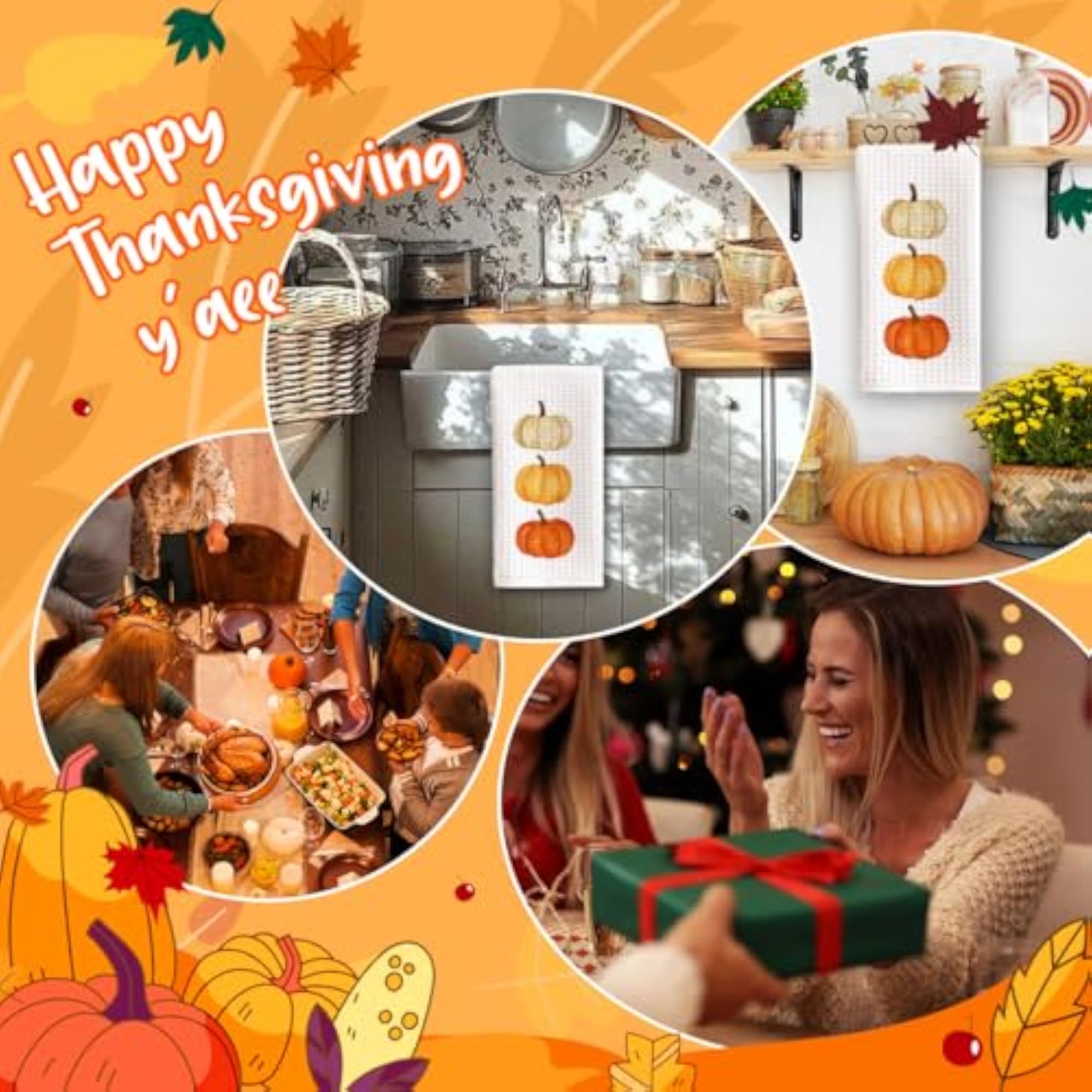 Fall Pumpkin Hand Towels, Autumn Decor